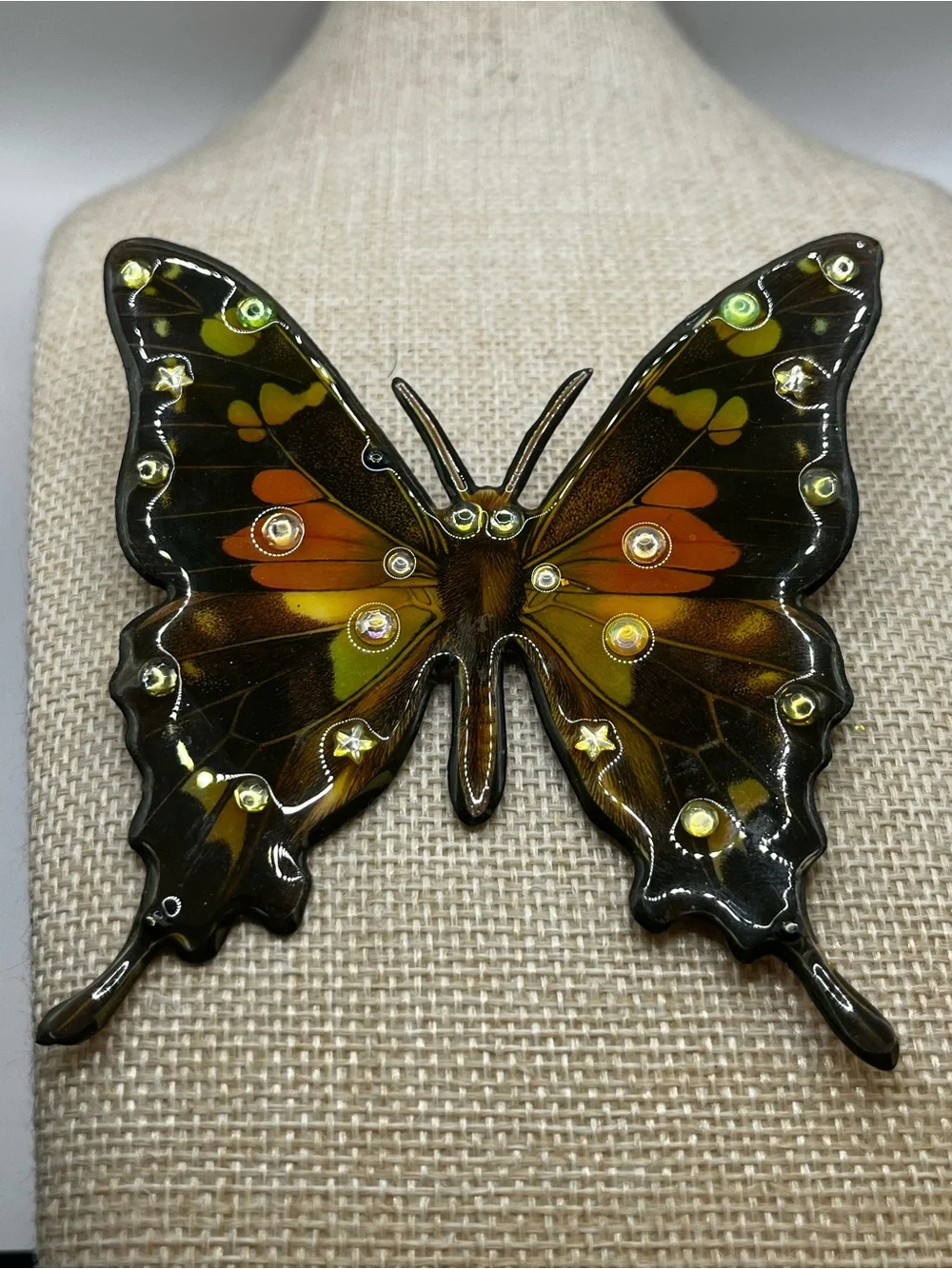 RARE!! Designs From The Deep decoupage Large Butterfly brooch HTF